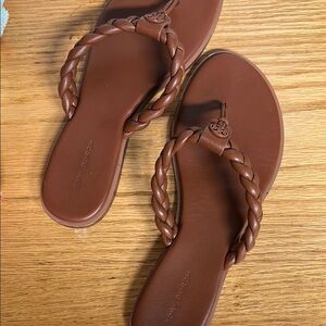 Tory Burch Brown Leather Sandals in new condition with small mark